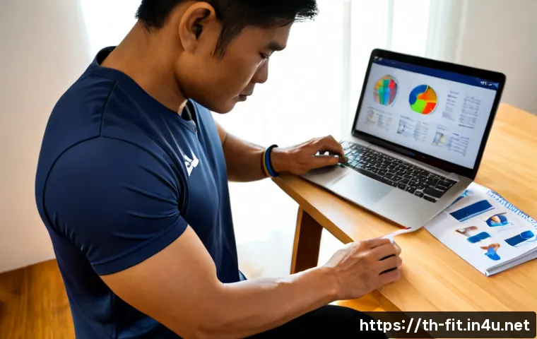 Home 17 헬스트레이너 교재 제작 경험 - Photorealistic Thai personal trainer creating a fitness training workbook at a clean wooden desk, re...